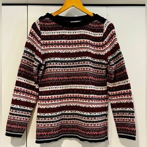 COTTON COUNTRY BY PARKHURST red Patterned Granny Sweater 100% cotton Canada